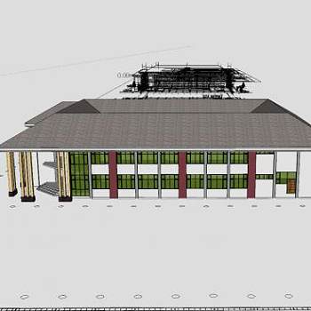 广播大楼房子建筑SU模型下载_sketchup草图大师SKP模型