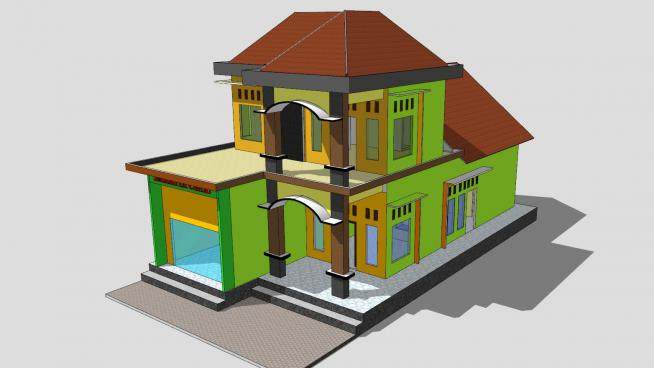 彩色房子建筑SU模型下载_sketchup草图大师SKP模型