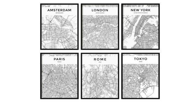 城市地图打印装饰挂画SU模型下载_sketchup草图大师SKP模型