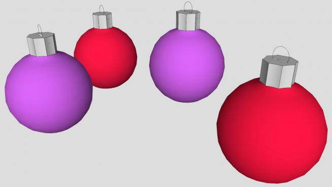 紫红色灯泡圣诞装饰物SU模型下载_sketchup草图大师SKP模型