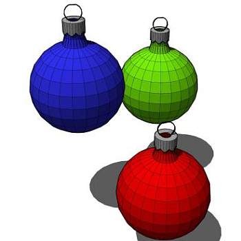 红绿蓝球型圣诞装饰品SU模型下载_sketchup草图大师SKP模型