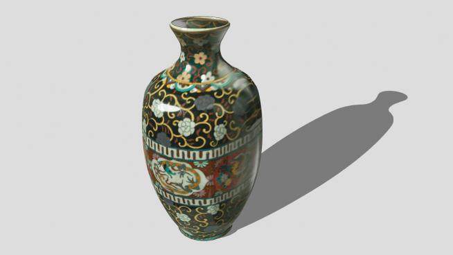 中式陶瓷装饰花瓶SU模型下载_sketchup草图大师SKP模型