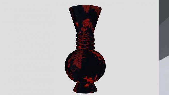现代创意黑红色花瓶SU模型下载_sketchup草图大师SKP模型