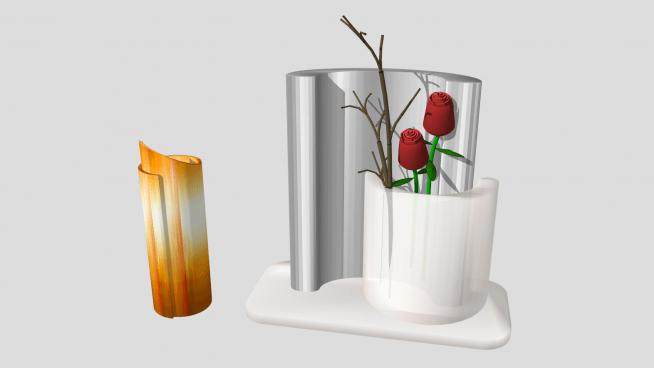 现代创意茶几装饰花瓶插花系列SU模型下载_sketchup草图大师SKP模型
