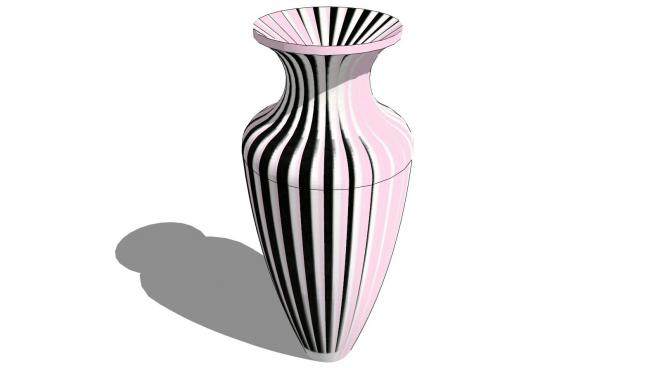 现代黑粉色装饰花瓶SU模型下载_sketchup草图大师SKP模型