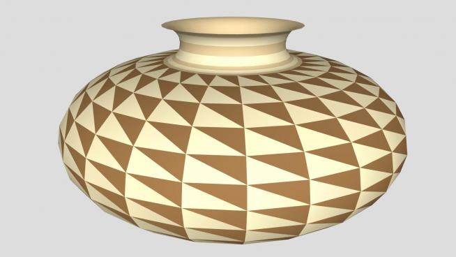几何图案装饰陶瓷花瓶SU模型下载_sketchup草图大师SKP模型