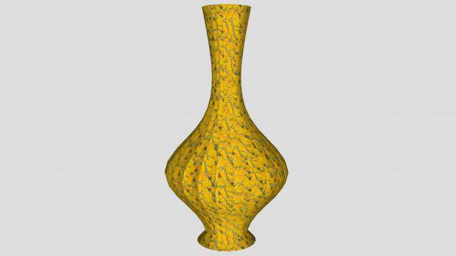 黄色彩釉陶瓷花瓶摆件SU模型下载_sketchup草图大师SKP模型
