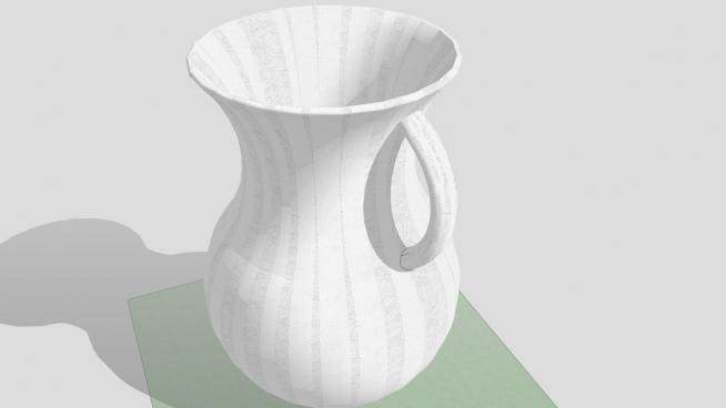 现代白色单耳陶瓷花瓶摆件SU模型下载_sketchup草图大师SKP模型
