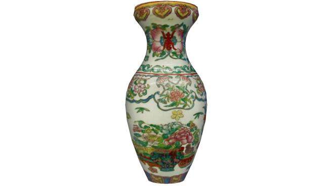 中国风彩釉花卉陶瓷花瓶SU模型下载_sketchup草图大师SKP模型
