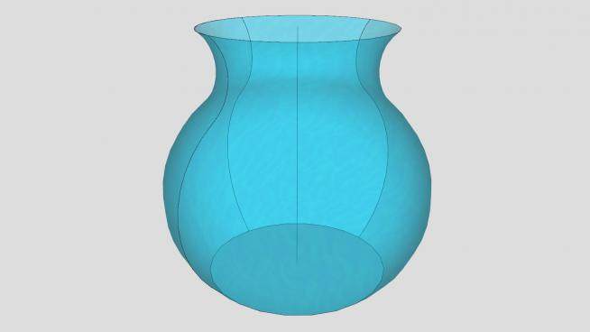 蓝色透明玻璃花瓶摆件SU模型下载_sketchup草图大师SKP模型
