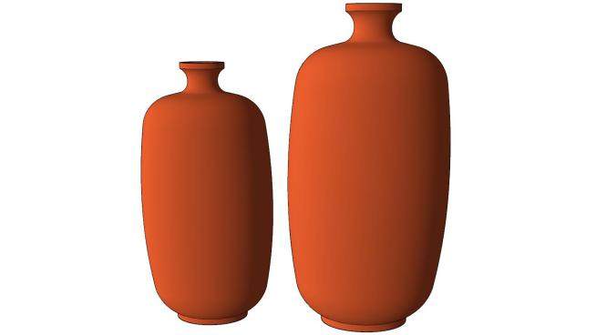 橙色家居装饰陶瓷花瓶SU模型下载_sketchup草图大师SKP模型