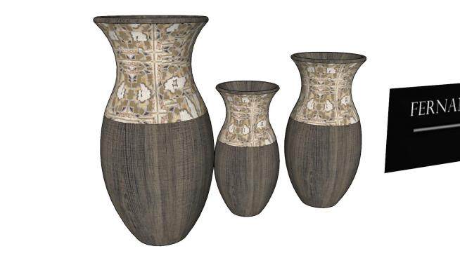 复古装饰陶瓷花瓶SU模型下载_sketchup草图大师SKP模型