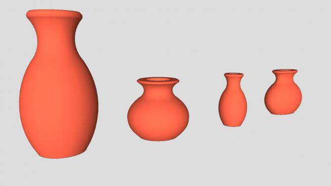 橙色陶瓷花瓶器皿SU模型下载_sketchup草图大师SKP模型