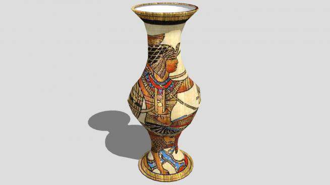 埃及风格落地陶瓷花瓶SU模型下载_sketchup草图大师SKP模型
