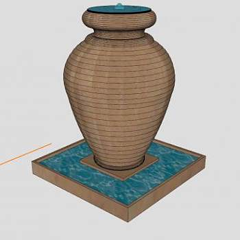 现代石瓮装饰流水喷泉SU模型下载_sketchup草图大师SKP模型