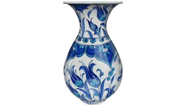 蓝色彩釉陶瓷花瓶SU模型下载_sketchup草图大师SKP模型