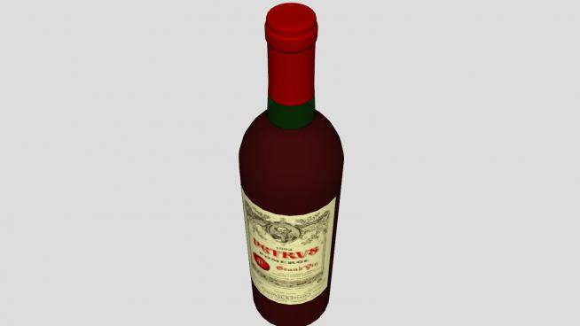 绿色酒瓶红色酒水标签SU模型下载_sketchup草图大师SKP模型