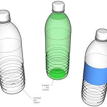 3个透明塑料瓶标签SU模型下载_sketchup草图大师SKP模型