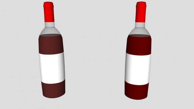 酒瓶酒水白色标签SU模型下载_sketchup草图大师SKP模型