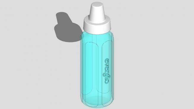 蓝色透明婴儿奶瓶SU模型下载_sketchup草图大师SKP模型