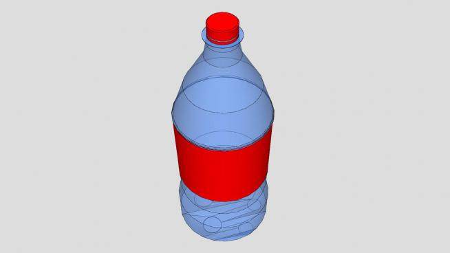 红色标签饮料瓶SU模型下载_sketchup草图大师SKP模型