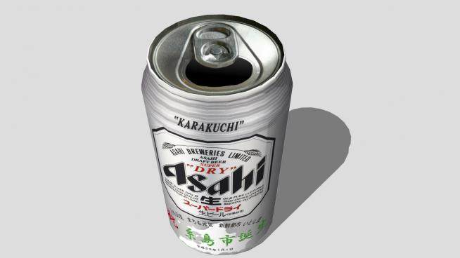 日本朝日啤酒易拉罐SU模型下载_sketchup草图大师SKP模型