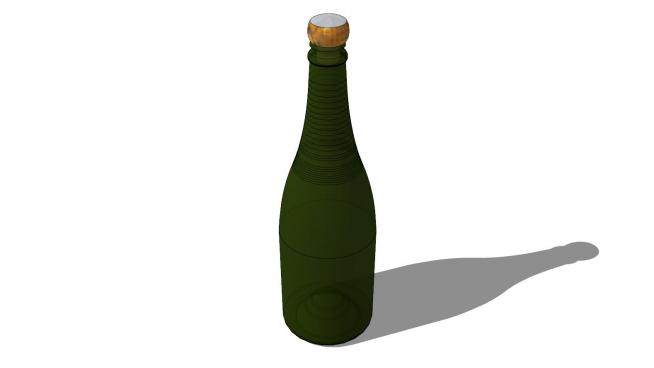 香槟绿色酒瓶瓶塞SU模型下载_sketchup草图大师SKP模型