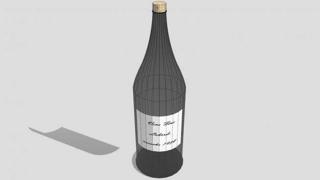 玻璃酒瓶白色标签瓶塞SU模型下载_sketchup草图大师SKP模型
