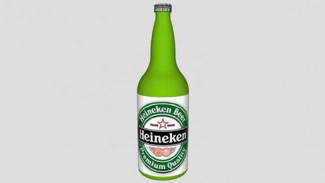 荷兰啤酒喜力品牌酒瓶SU模型下载_sketchup草图大师SKP模型