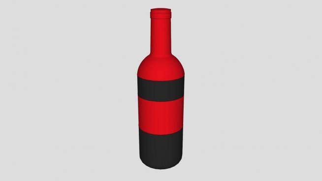 黑红色葡萄酒酒瓶SU模型下载_sketchup草图大师SKP模型