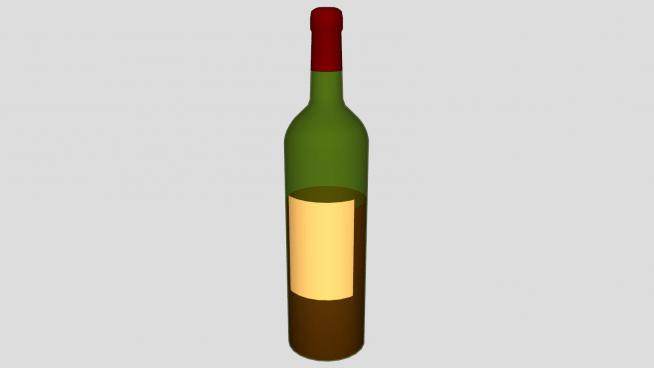 葡萄酒绿色酒瓶标签SU模型下载_sketchup草图大师SKP模型