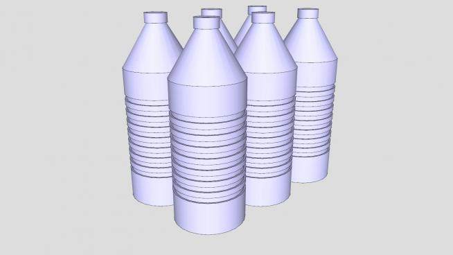 6瓶简易饮料水瓶SU模型下载_sketchup草图大师SKP模型