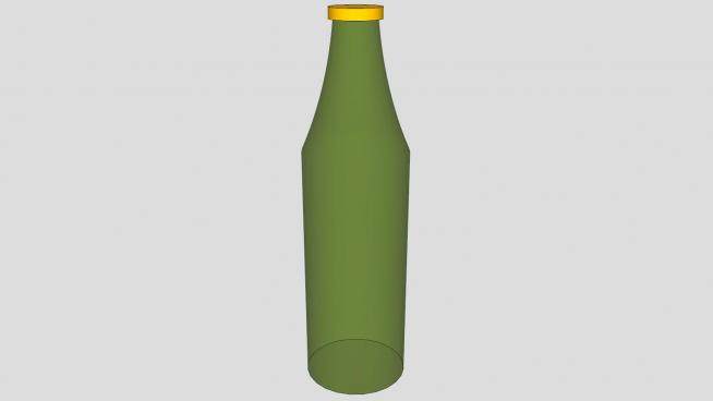 啤酒瓶和黄色瓶盖SU模型下载_sketchup草图大师SKP模型