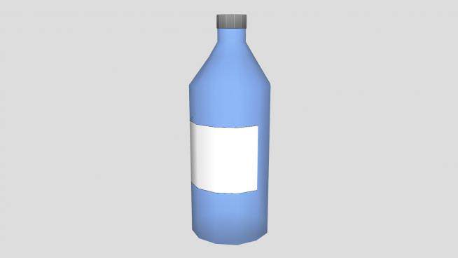 蓝色瓶子白色标签SU模型下载_sketchup草图大师SKP模型