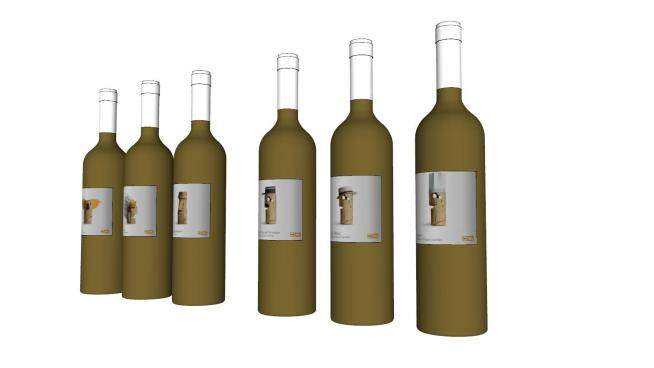 6瓶德尔海兹白葡萄酒SU模型下载_sketchup草图大师SKP模型