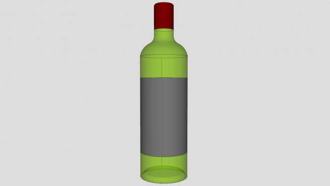 葡萄酒瓶灰色标签SU模型下载_sketchup草图大师SKP模型