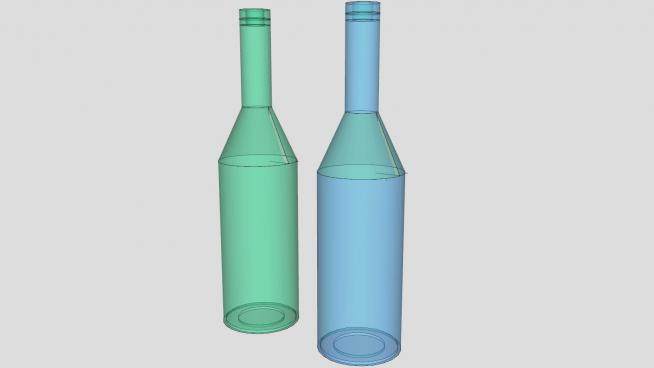 绿色和蓝色的瓶子SU模型下载_sketchup草图大师SKP模型