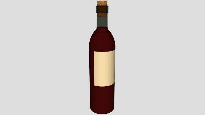 葡萄酒酒瓶米色标签SU模型下载_sketchup草图大师SKP模型