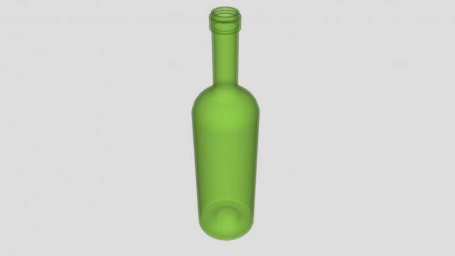 绿色空葡萄酒瓶SU模型下载_sketchup草图大师SKP模型