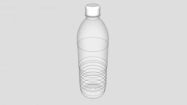 矿泉水塑料瓶白色瓶盖SU模型下载_sketchup草图大师SKP模型