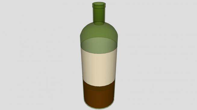 三分之一酒水酒瓶标签SU模型下载_sketchup草图大师SKP模型