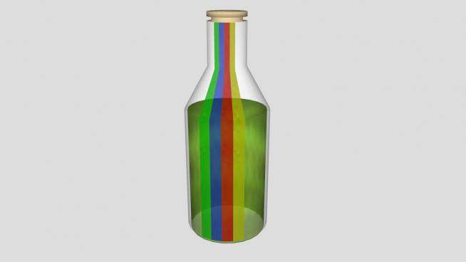 彩色玻璃瓶绿色酒水SU模型下载_sketchup草图大师SKP模型