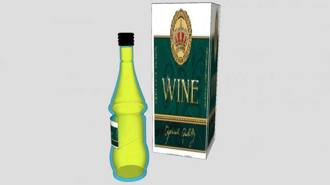 白葡萄酒酒瓶和酒盒SU模型下载_sketchup草图大师SKP模型