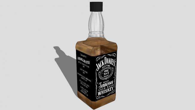 杰克·丹尼威士忌标签酒瓶酒水SU模型下载_sketchup草图大师SKP模型