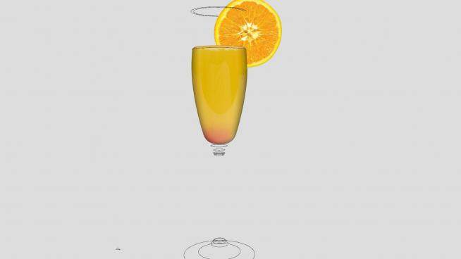 高脚杯的橙汁饮品SU模型下载_sketchup草图大师SKP模型