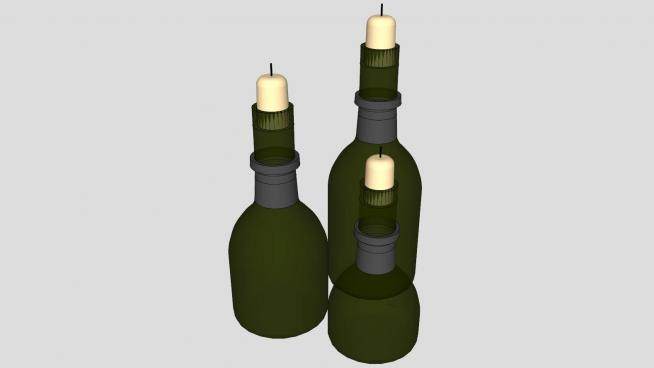 蜡烛酒瓶装饰灯具SU模型下载_sketchup草图大师SKP模型