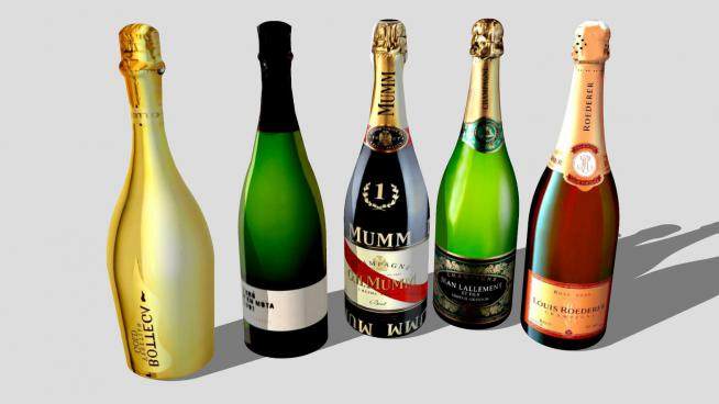 香槟酒瓶酒水系列SU模型下载_sketchup草图大师SKP模型