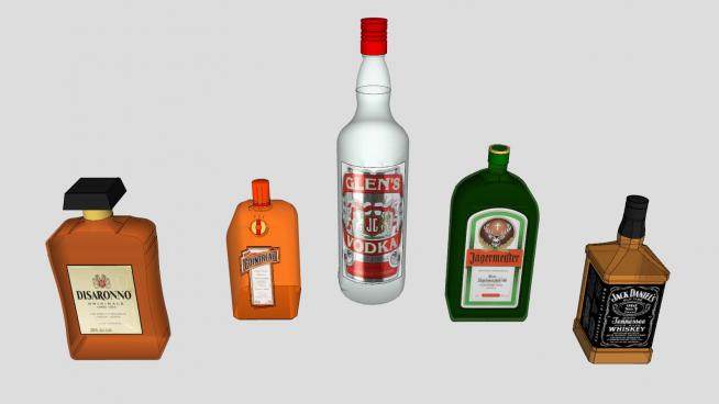 烈性酒瓶品牌酒水系列SU模型下载_sketchup草图大师SKP模型