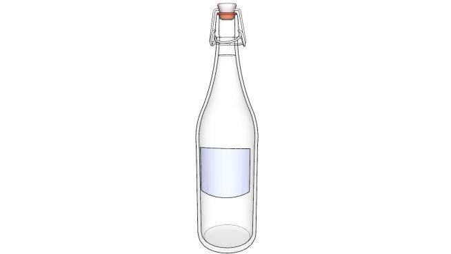 贴标签的玻璃瓶和瓶盖SU模型下载_sketchup草图大师SKP模型