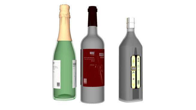 贴标签的酒瓶种类SU模型下载_sketchup草图大师SKP模型